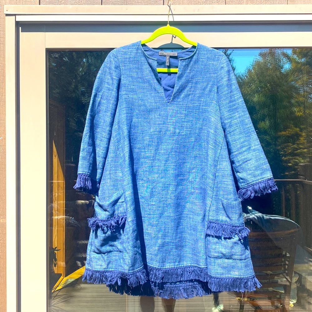 BCBG Max Azria.. blue woven fringed dress🌺